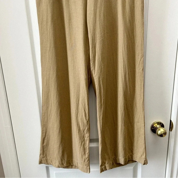 Le Chateau Linen Pants Wide Leg Palazzo Flowy Nautical Neutral Tan Size 6 - Picture 6 of 16